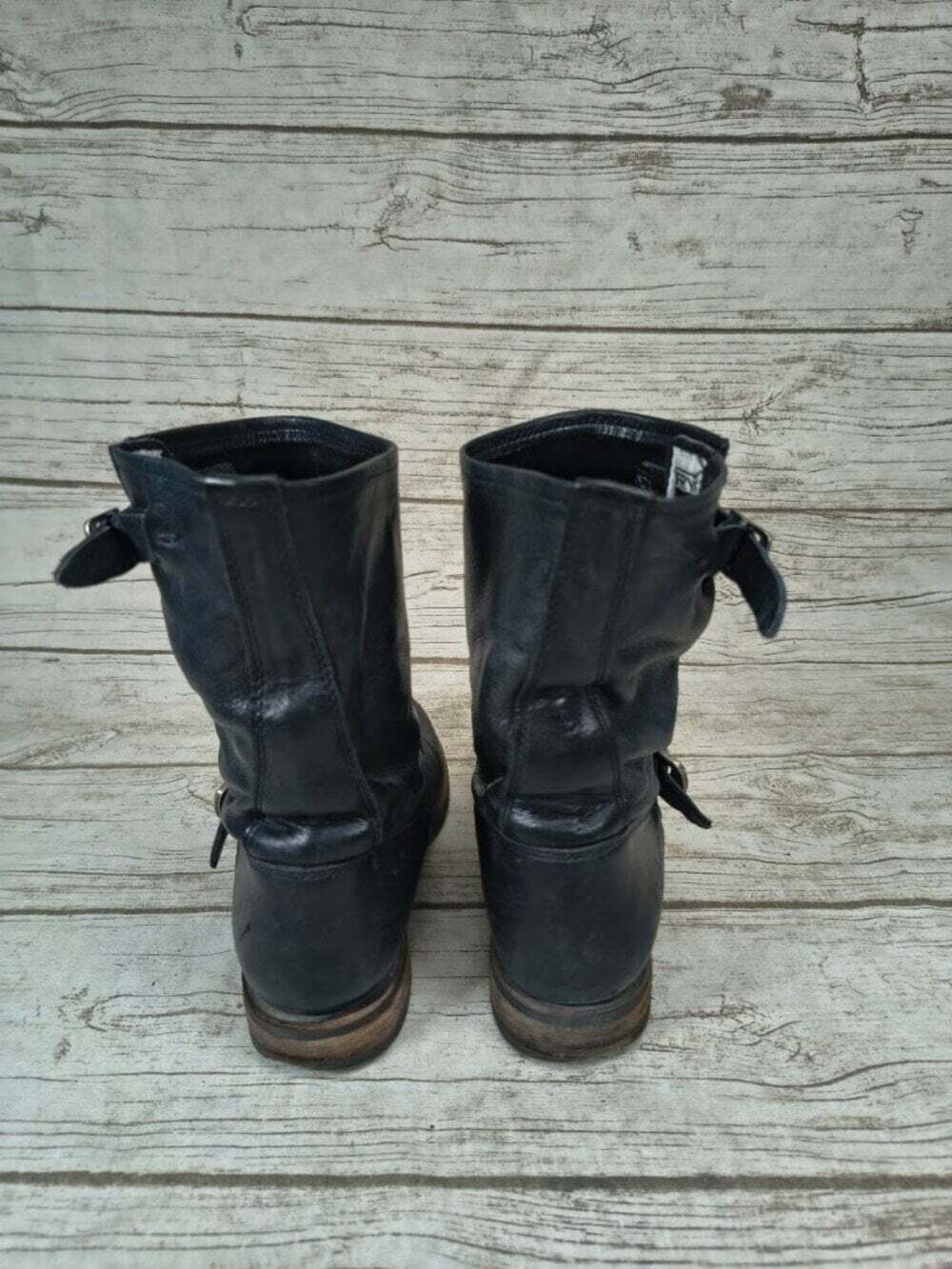 Frye Black Leather Engineer Moto Boots Size 6 B Women - Picture 7 of 11